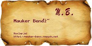 Mauker Benő névjegykártya